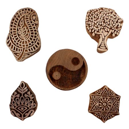 Set of 5 Piece New Mix Wooden Printing Blocks